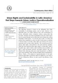 Urban Sustainability and Latin-American Urban Rights: Focusing on Public Space