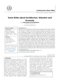 Some Notes about Architecture, Urbanism and Economy