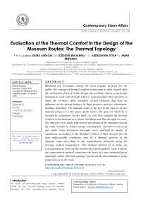 Evaluation of the Thermal Comfort in the Design of the Museum Routes: The Thermal Topology