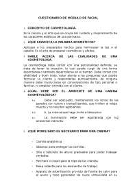 Cuestionario Modulo Facial de Cosmetologia