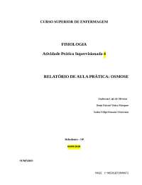 Relatório sobre Osmose