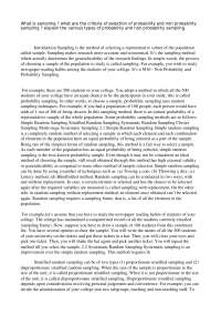 Criteria and Types of Probability and Non-Probability Sampling