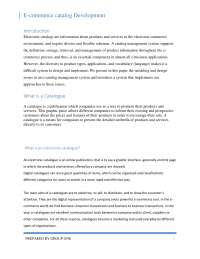 E commerce catalog development