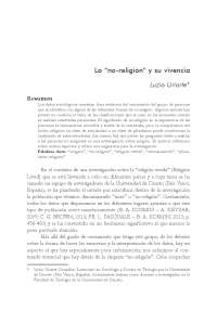 La vivencia de la 'no-religión': un enfoque para entender su significado