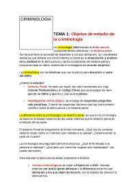 Introducción a la Criminología | Apuntes de Criminología | Docsity