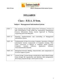 MIS FULL CLASS NOTES BBA II SEM