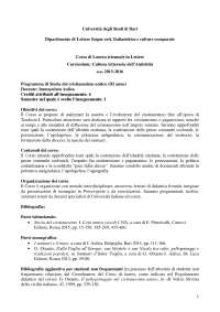 Storia del Cristianesimo Antico: Programma del Corso di Laurea Triennale in Lettere