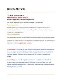 Clasificación de los Bienes en Derecho Mercantil