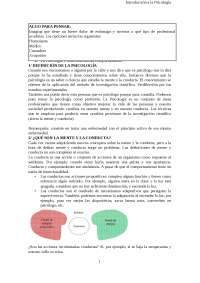 Tema 1 Introducción a la Psicología - Docsity