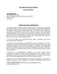 Law of sale of goods