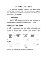 Electrical Energy Conversion | Lecture notes Engineering | Docsity