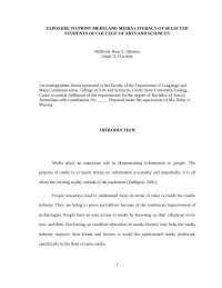 Exposure to Print Media and Media Literacy of Selected Students of CAS