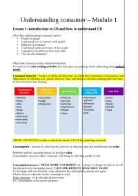 Understanding consumer – Module 1 - Docsity