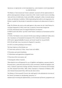Role of ministry of environmental and forests
