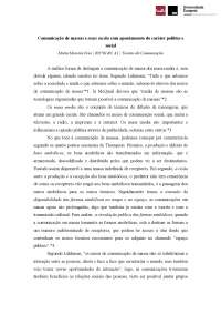 Comunicação de Massas e Mass Media: Características Políticas e Sociais