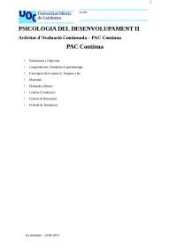 Psicología del Desarrollo II: PAC Continua - Evaluación Continua de Historia de Vida