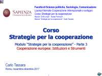Strategie per la Cooperazione: Istituzioni e Strumenti della Cooperazione Europea