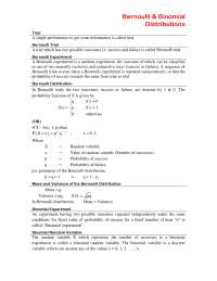 Helpful Notes for Binomial Distribution - Docsity