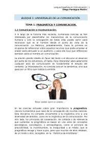 Pragmática y Comunicación: Un Análisis de los Universales de la Comunicación - Prof. de Sa