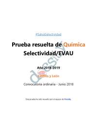 Química Prueba resuelta Selectividad 2018 Castilla y León