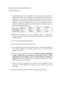 Exámen parcial de Petrología Sedimentaria 2