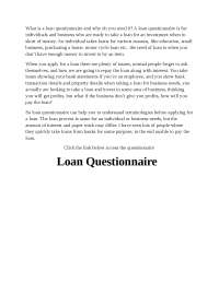 Bank Loan Questionnaire