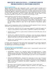 Rischi in Adolescenza: Comportamenti Problematici e Disturbi Emotivi