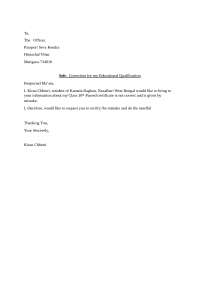 Request for Correction of Educational Qualification in Passport Application