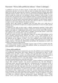 Riassunto "Storia della pubblicità italiana" (Vanni Codeluppi)
