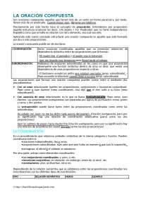 La oración compuesta | Apuntes de Lengua y Literatura | Docsity