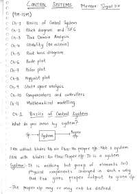 Control Systems Notes - Docsity