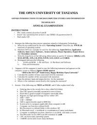 Introduction to Microcomputer Studies and Information Technology: Annual Examination