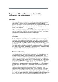 Temperature and Pressure Measurements of an Ideal Gas That Is Heated in a Closed Container