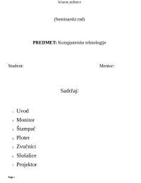 Izlazne jedinice Kompjuterske tehnologije