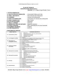 plan de trabajo para la asignatura de investigacion educativa