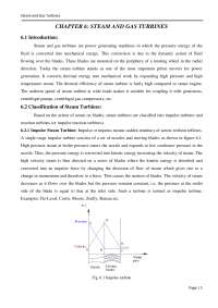 Steam Turbine: Impulse and Reaction Principles, Compounding, and Efficiency Analysis