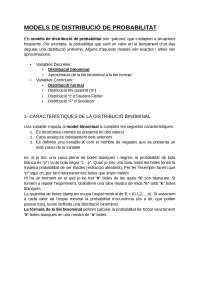 MODELS DE DISTRIBUCIÓ DE PROBABILITAT I