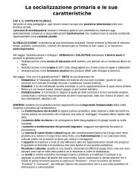 La socializzazione primaria e le sue caratteristiche.