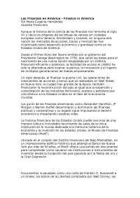 HISTORIA DE LAS FINANZAS EN ESTADOS UNIDOS DE AMERICA