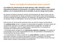 Los Medios de Comunicación Social: Función, Características y Géneros