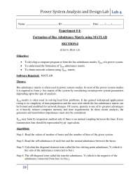 Bus Admittance Matrix Formation in MATLAB: Power System Lab