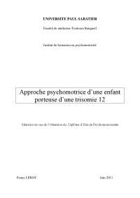 Approche Psychomotrice D Une Enfant Porteuse D Une Trisomie 12 Docsity