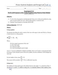 Solving Swing Equation with Point-by-Point Method in MATLAB