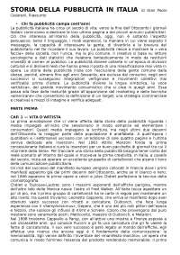 Riassunto Gian Paolo Ceserani - Storia della pubblicità in Italia