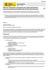 NTP 612: Protección y promoción de la salud reproductiva