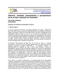 Historia, realidad, pensamiento y perspectivas de la acción comunal en Colombia