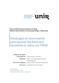 Estrategias de intervención para mejorar las funciones ejecutivas en niños con TDAH
