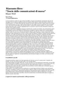 Riassunto "Teorie delle comunicazioni di massa"  WOLF Mauro.