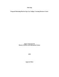 Proposed Marketing Plan for Library