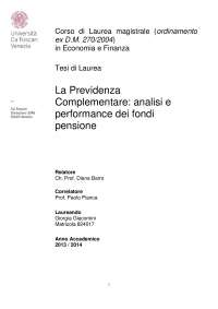 LA PREVIDENZA COMPLEMENTARE: ANALISI E PERFORMANCE DEI FONDI PENSIONE